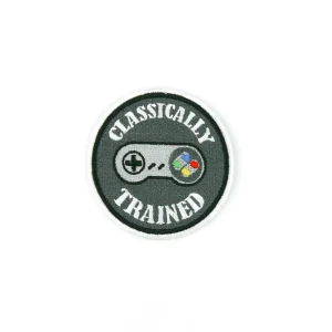 SNES controller Classically Trained 16-bits Embroidered Patch over white background