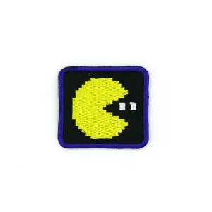 Pac Man Pixel Ball Eater Embroidered Patch over white background