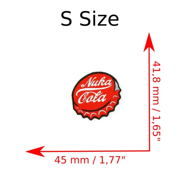 small Fallout Nuka Cola Cap Embroidered Patch measurements