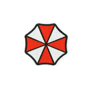 Umbrella Logo Embroidered Patch over white background