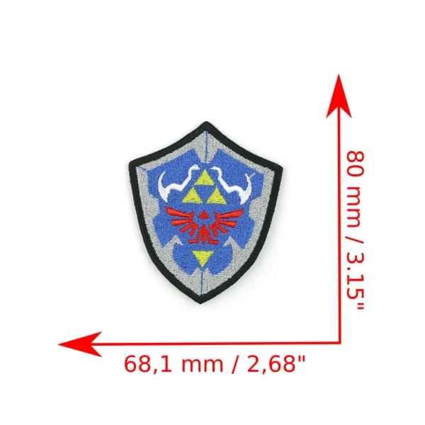 Triforce Fantasy Shield Embroidered Patch measurements