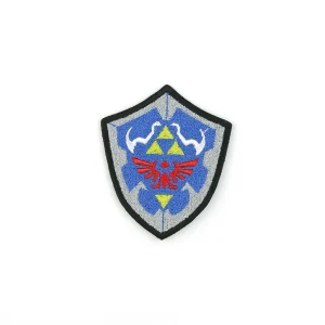 Triforce Fantasy Shield Embroidered Patch over white background