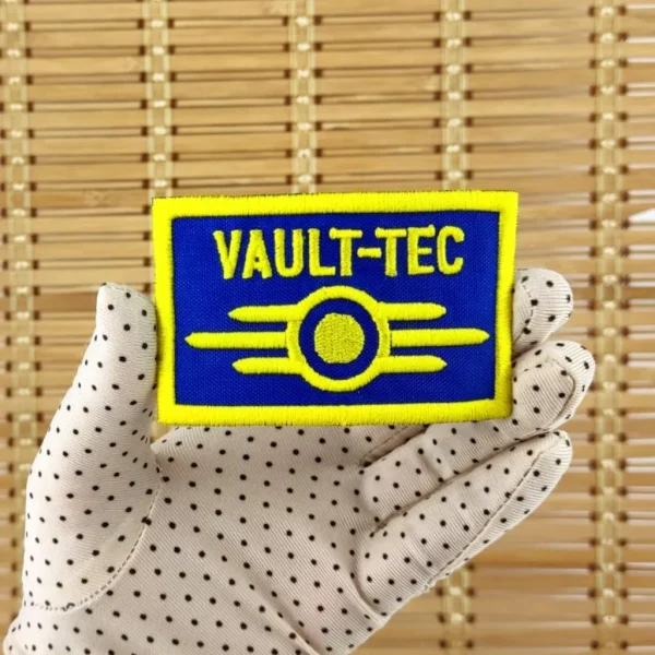 Fallout Vault-Tec Embroidered Patch on holding hand