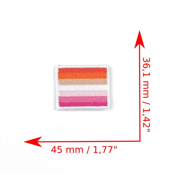 Lesbian Flag Embroidered Patch Measurements