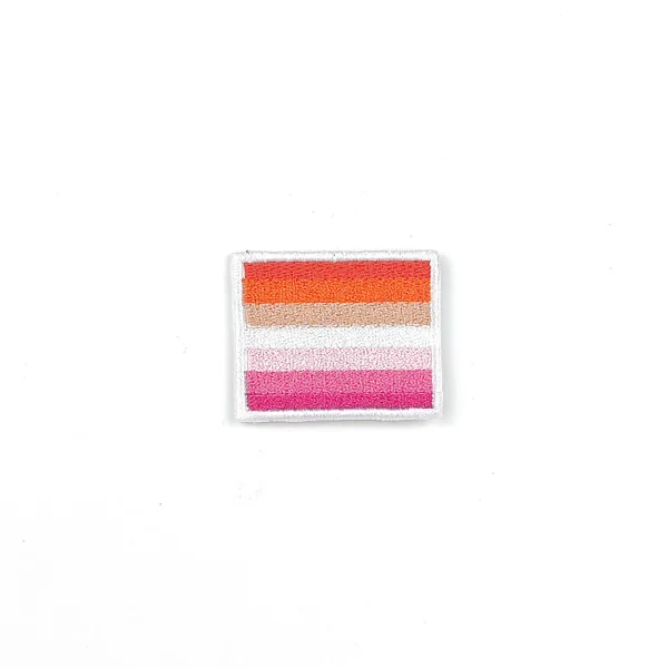 Lesbian Flag Embroidered Patch over white background