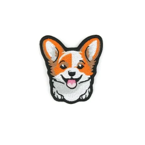 Cute Corgi Dog Embroidered Patch on white background