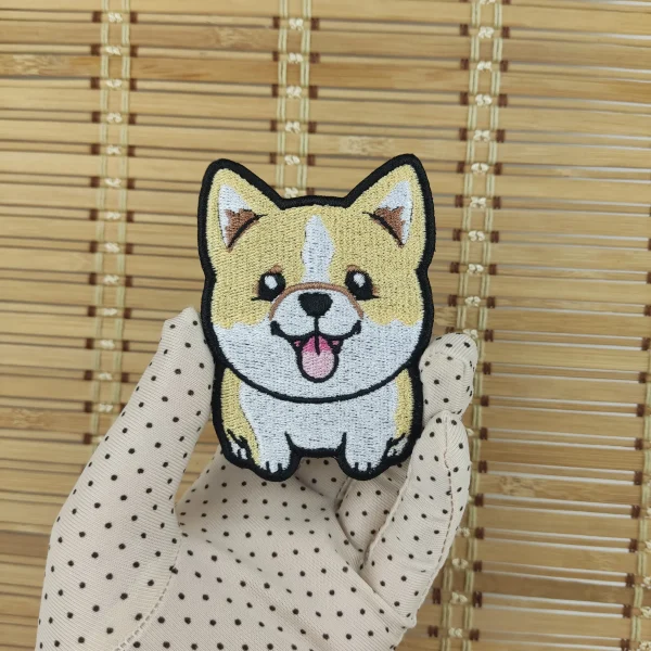 Cute Shiba Inu Dog Embroidered Patch on holding hand