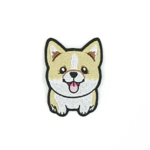 Cute Shiba Inu Dog Embroidered Patch on white background