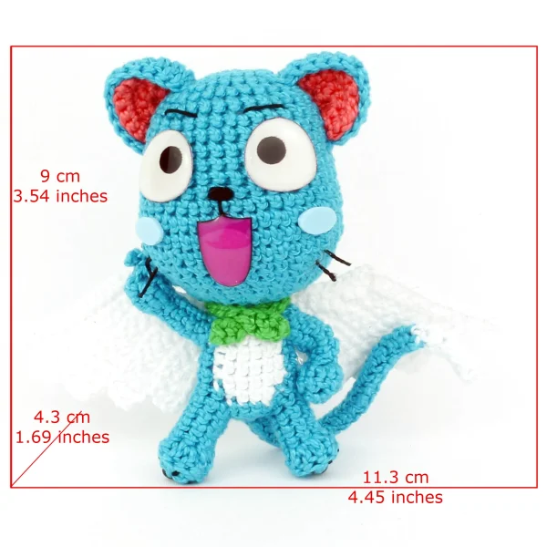 Happy Blue Cat Crochet Amigurumi Measurements