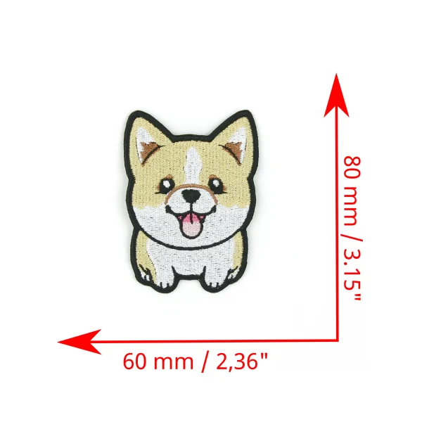 Cute Shiba Inu Dog Embroidered Patch measurements