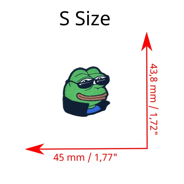 Ez Pepe Emote Embroidered Patch small size measurements