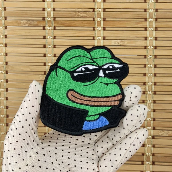 Ez Pepe Emote Embroidered Patch on holding hand