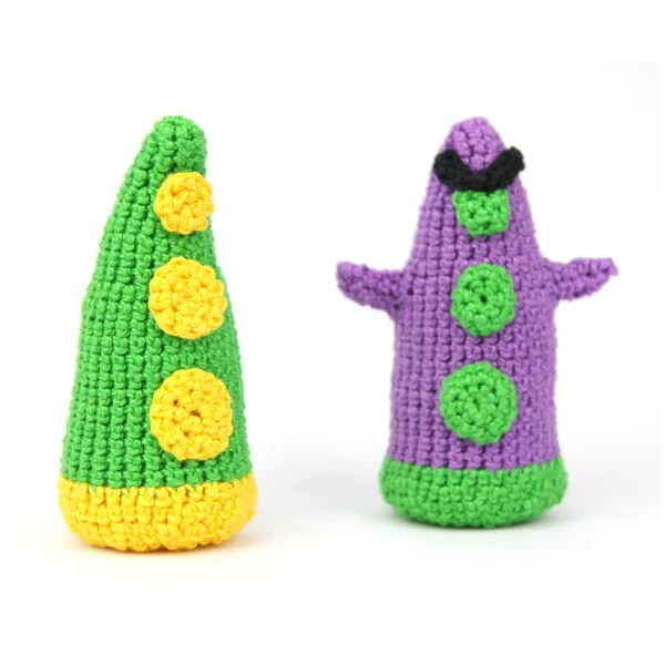 Couple of two Evil Tentacle Crochet Amigurumi In Yellow and Purple Colors