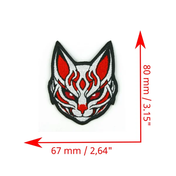 Kitsune Cat Mask Embroidered Patch measurements