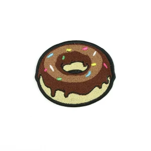 Chocolate Donut Embroidered Patch over white background