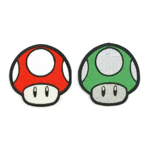 red and green Kawaii Mushroom Embroidered Patch