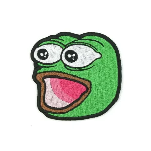 Poggers Emote Embroidered Patch over white background