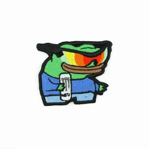 Peepo Wicked Emote Embroidered Patch over white background