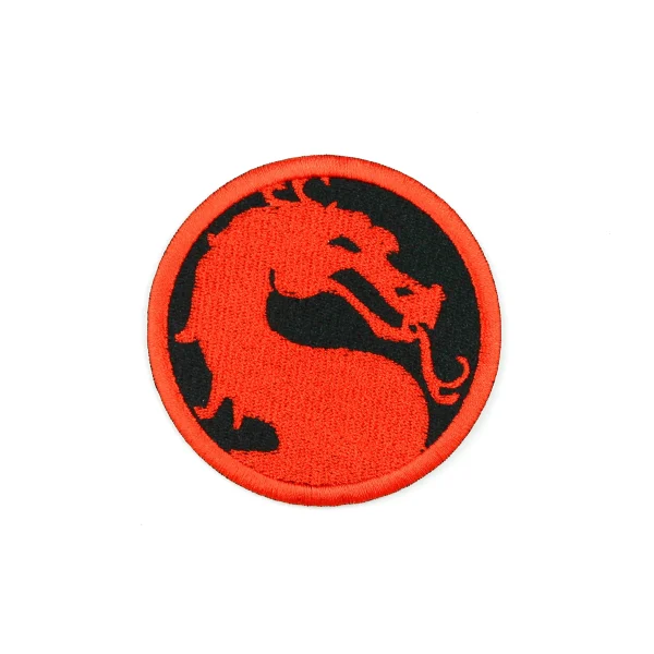 Red Dragon Embroidered Patch over white background