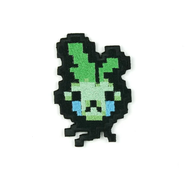 pixelated sad onion Embroidered Patch over white background