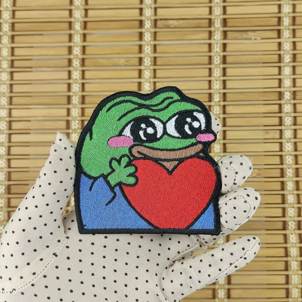 meme Peepo love twitch emote Embroidered Patch M size in hand