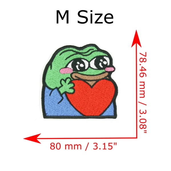 meme Peepo love twitch emote Embroidered Patch M size measurements