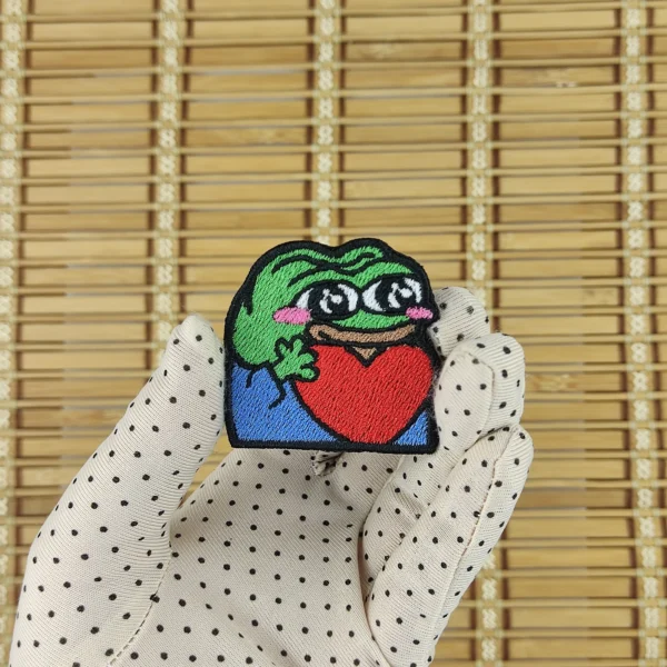 meme Peepo love twitch emote Embroidered Patch s size in hand