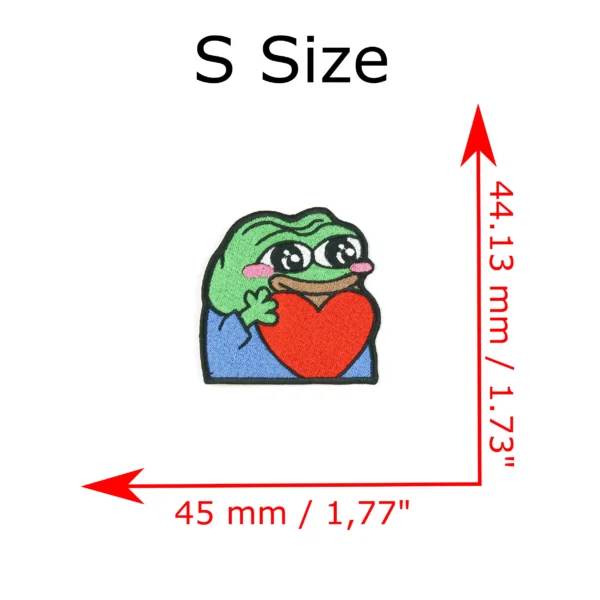 meme Peepo love twitch emote Embroidered Patch S size measurements