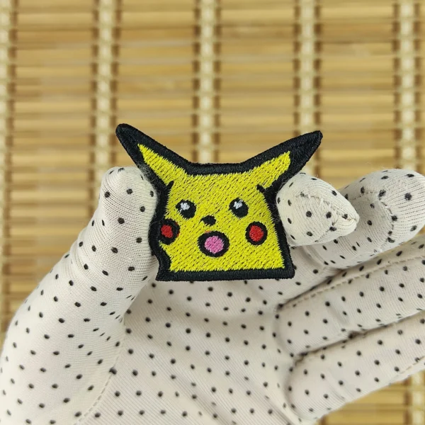 meme pikachu surprised embroidery patch S size in hand