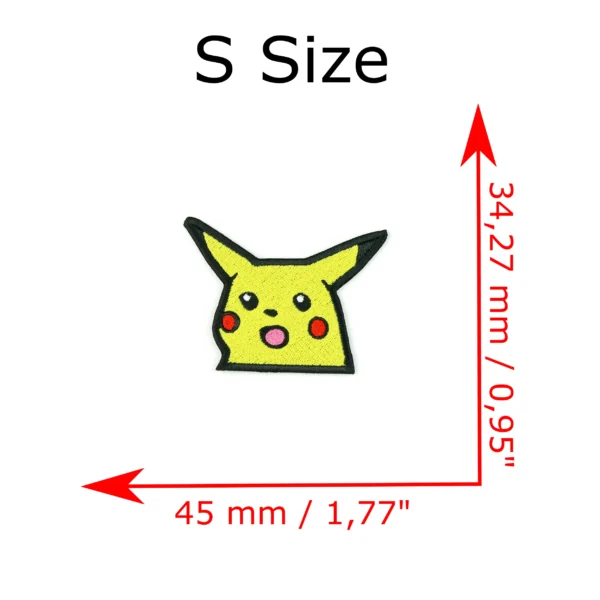 meme pikachu surprised embroidery patch S size measurements