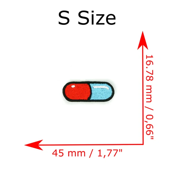 anime red and blue capsule embroidery patch s size measurements